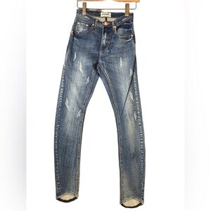 NEW! One Teaspoon Scallywags High Waisted Bow Legged Distressed Jeans 26